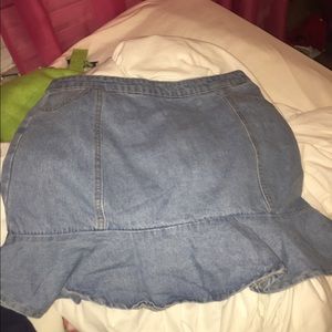 ruffle jean skirt